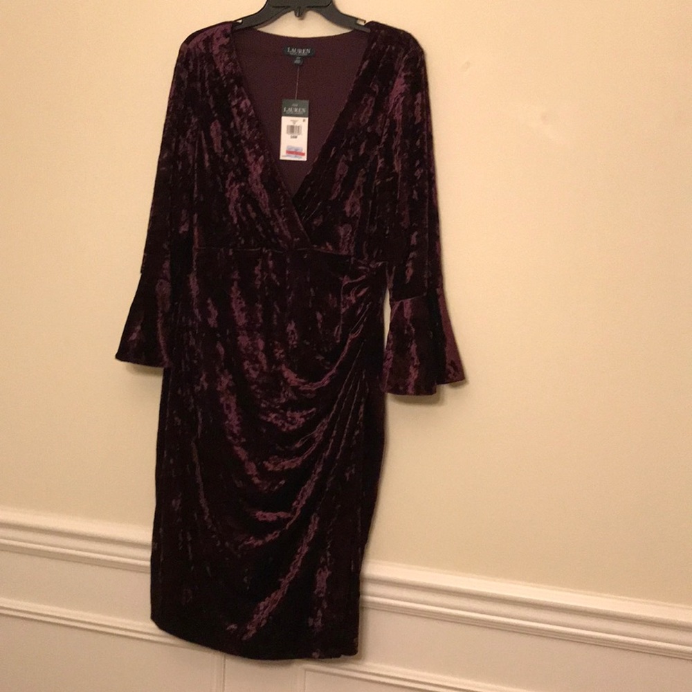 NWT Ralph Lauren Women’s Ruched Velvet Dress 16W